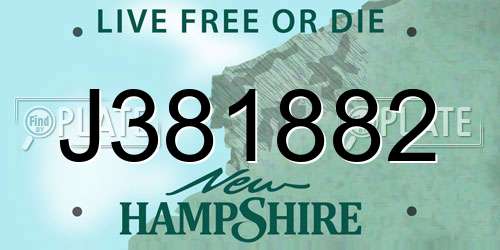 J381882 New Hampshire License Plate