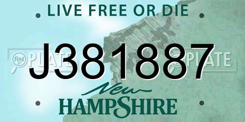 J381887 New Hampshire License Plate