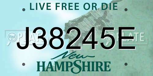 J38245E New Hampshire License Plate