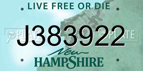 J383922 New Hampshire License Plate