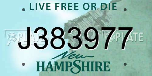 J383977 New Hampshire License Plate