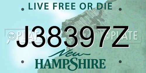 J38397Z New Hampshire License Plate