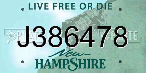 J386478 New Hampshire License Plate
