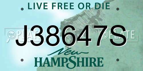 J38647S New Hampshire License Plate