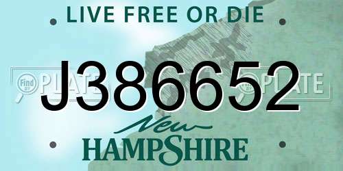 J386652 New Hampshire License Plate