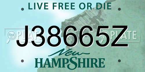 J38665Z New Hampshire License Plate