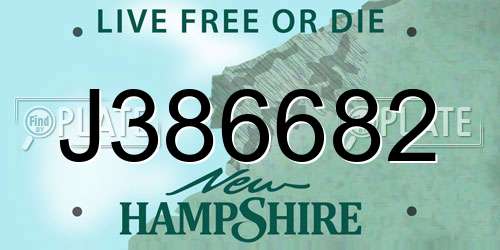 J386682 New Hampshire License Plate