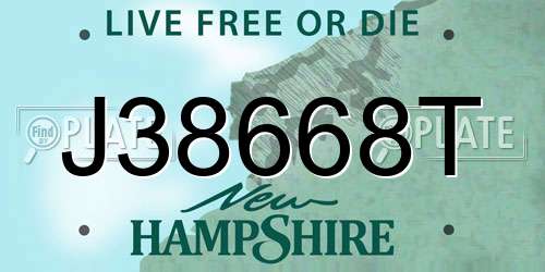 J38668T New Hampshire License Plate