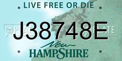 J38748E New Hampshire License Plate