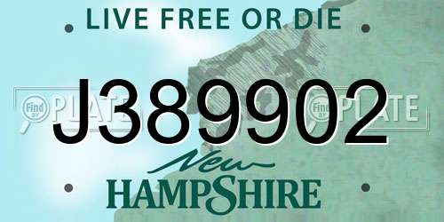 J389902 New Hampshire License Plate