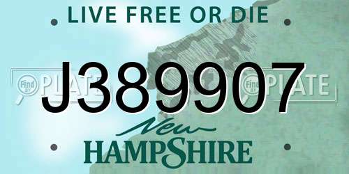 J389907 New Hampshire License Plate
