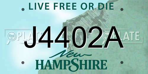 J4402A New Hampshire License Plate