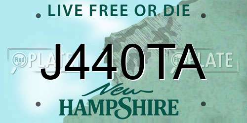 J440TA New Hampshire License Plate