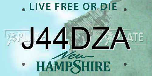 J44DZA New Hampshire License Plate