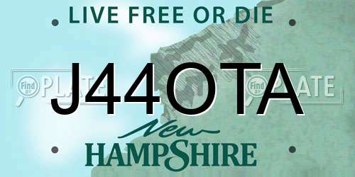 J44OTA New Hampshire License Plate