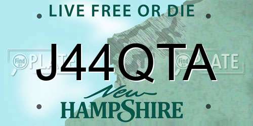 J44QTA New Hampshire License Plate
