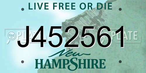 J452561 New Hampshire License Plate