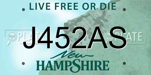 J452AS New Hampshire License Plate