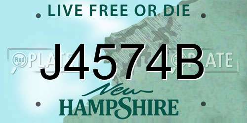J4574B New Hampshire License Plate