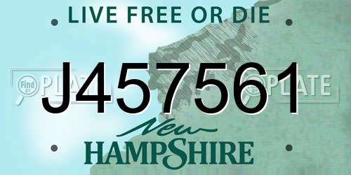 J457561 New Hampshire License Plate