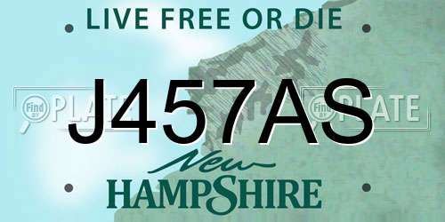 J457AS New Hampshire License Plate