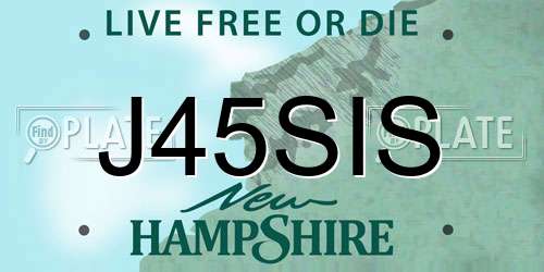 J45SIS New Hampshire License Plate