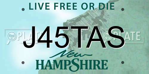J45TAS New Hampshire License Plate