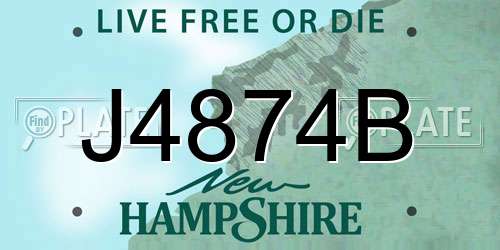 J4874B New Hampshire License Plate
