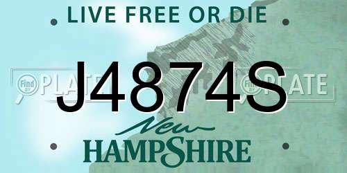 J4874S New Hampshire License Plate
