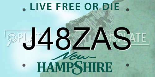 J48ZAS New Hampshire License Plate