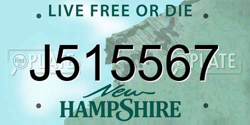 J515567 New Hampshire License Plate