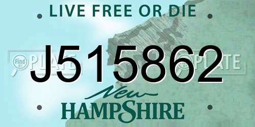 J515862 New Hampshire License Plate