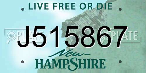 J515867 New Hampshire License Plate
