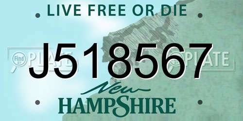 J518567 New Hampshire License Plate