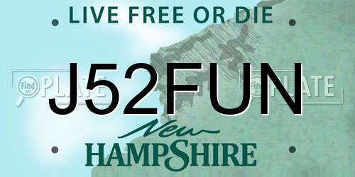 J52FUN New Hampshire License Plate