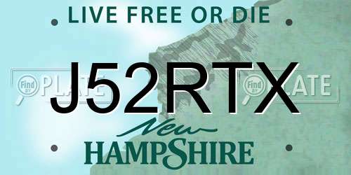 J52RTX New Hampshire License Plate