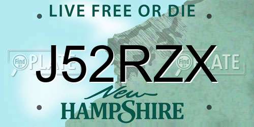 J52RZX New Hampshire License Plate