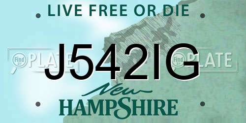 J542IG New Hampshire License Plate