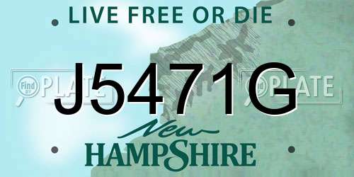 J5471G New Hampshire License Plate