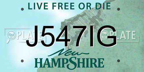 J547IG New Hampshire License Plate