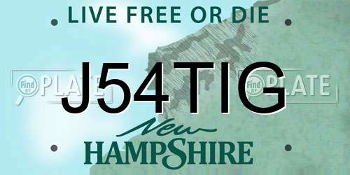J54TIG New Hampshire License Plate