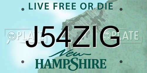 J54ZIG New Hampshire License Plate