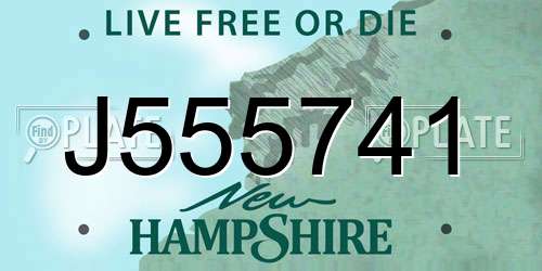 J555741 New Hampshire License Plate