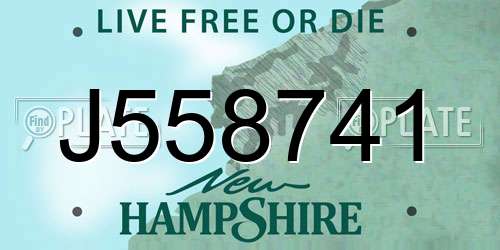 J558741 New Hampshire License Plate