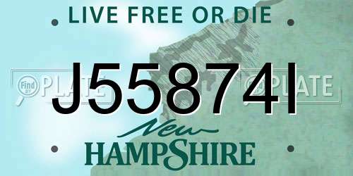J55874I New Hampshire License Plate