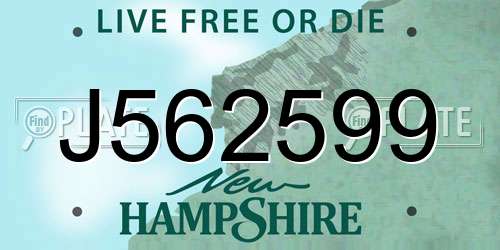 J562599 New Hampshire License Plate
