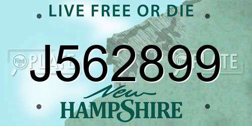 J562899 New Hampshire License Plate