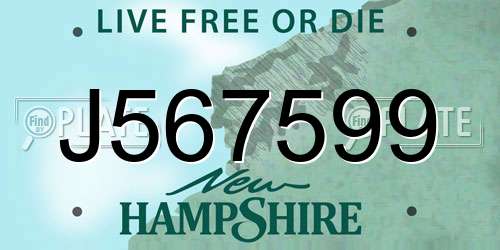 J567599 New Hampshire License Plate