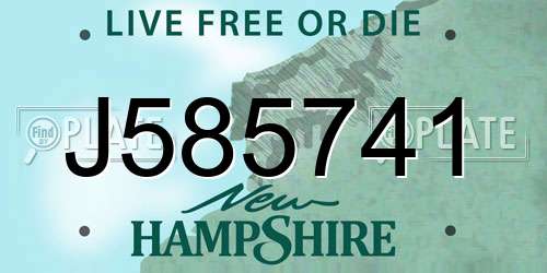 J585741 New Hampshire License Plate