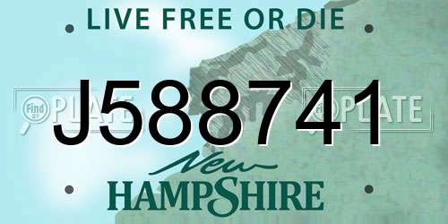 J588741 New Hampshire License Plate
